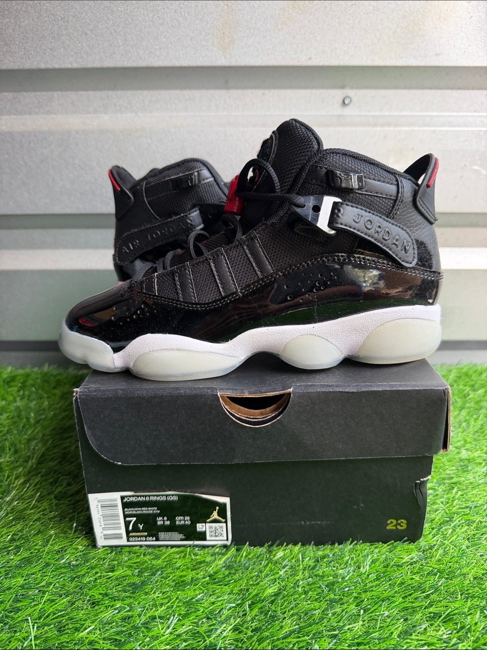 Jordan Kids Black and Red High-Top Sneakers